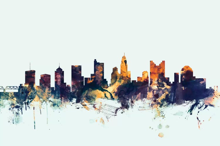 Columbus, Ohio, USA On Blue by Michael Tompsett wall art