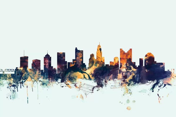 Columbus: Columbus, Ohio, USA On Blue by Michael Tompsett