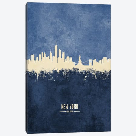 New York New York Skyline Navy Canvas Print #MTO2421} by Michael Tompsett Canvas Art