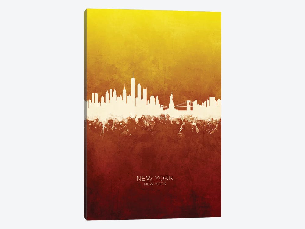 New York New York Skyline Red Gold by Michael Tompsett 1-piece Canvas Art