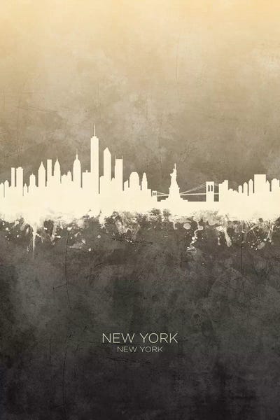 New York City Skylines: New York New York Skyline Taupe by Michael Tompsett