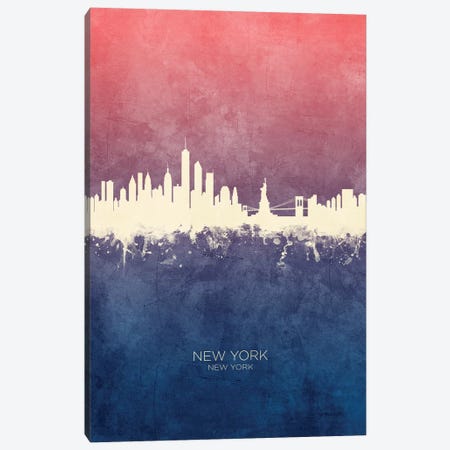 New York New York Skyline Blue Rose Canvas Print #MTO2425} by Michael Tompsett Art Print