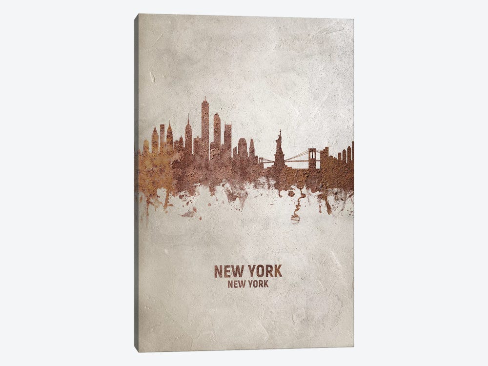 New York New York Skyline Rust by Michael Tompsett 1-piece Canvas Artwork