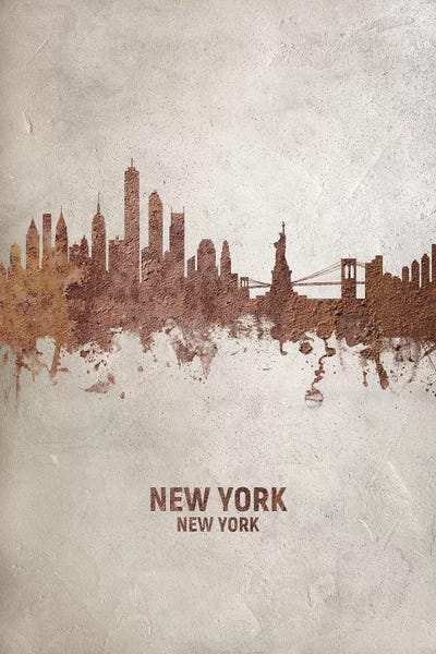 New York City Skylines: New York New York Skyline Rust by Michael Tompsett