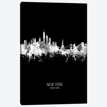 New York Skyline Portrait White On Black Canvas Print #MTO2428} by Michael Tompsett Canvas Art