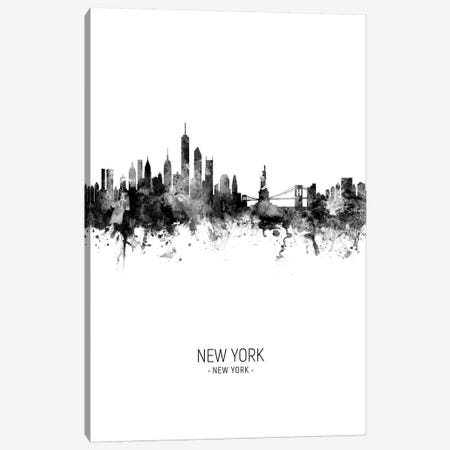 New York Skyline Portrait Black And White Canvas Print #MTO2429} by Michael Tompsett Canvas Wall Art