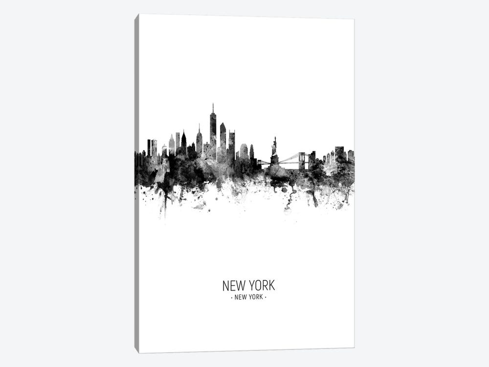 New York Skyline Portrait Black And White by Michael Tompsett 1-piece Canvas Print