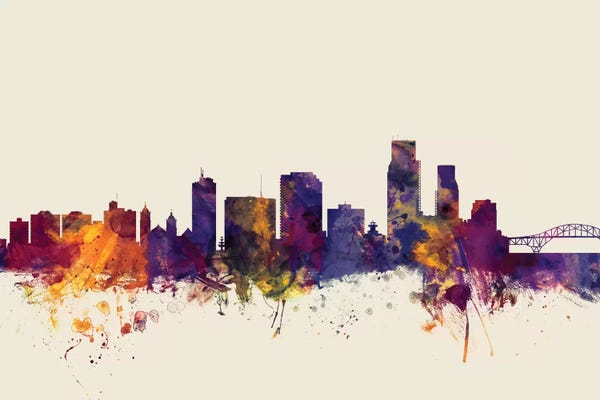 Corpus Christi: Corpus Christie, Texas, USA On Beige by Michael Tompsett