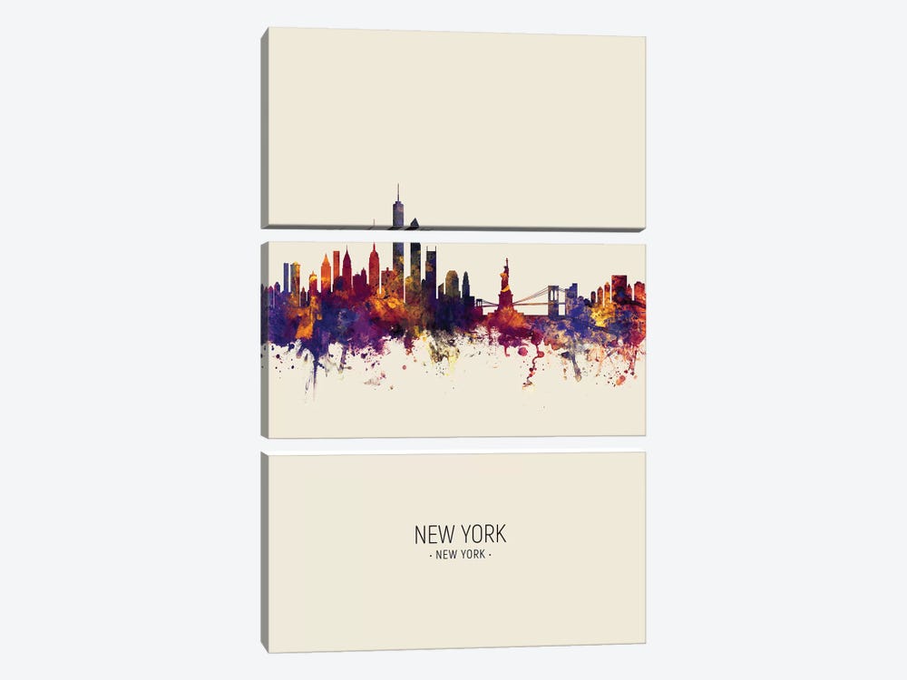 New York Skyline Fall by Michael Tompsett 3-piece Canvas Print