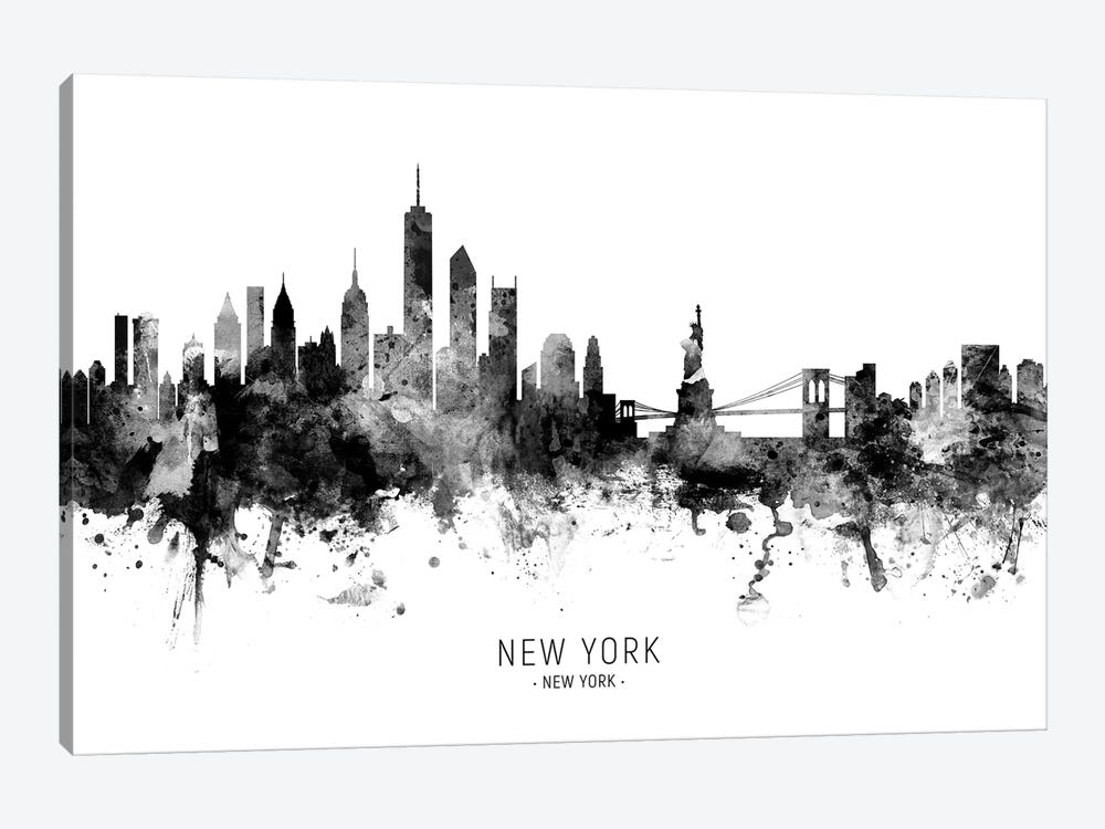 New York Skyline Black And White by Michael Tompsett 1-piece Art Print