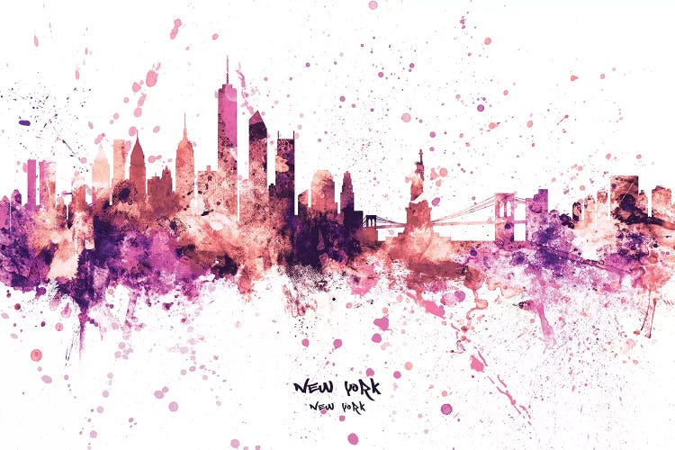 New York Skyline Splash Pink