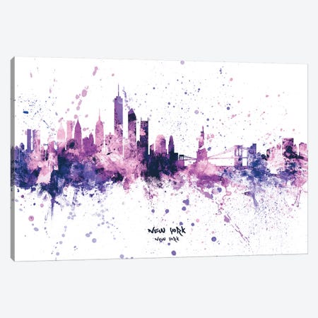 New York Skyline Splash Purple Canvas Print #MTO2438} by Michael Tompsett Canvas Art Print