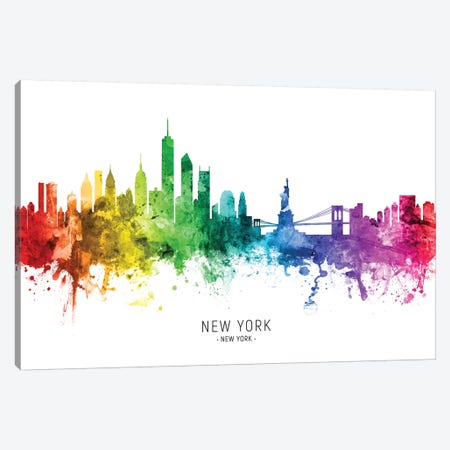 New York Skyline Rainbow Canvas Print #MTO2439} by Michael Tompsett Canvas Print
