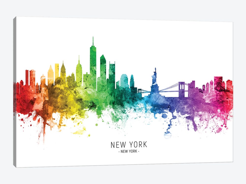 New York Skyline Rainbow by Michael Tompsett 1-piece Canvas Artwork