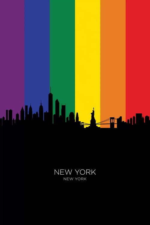 New York Skyline Rainbow Flag