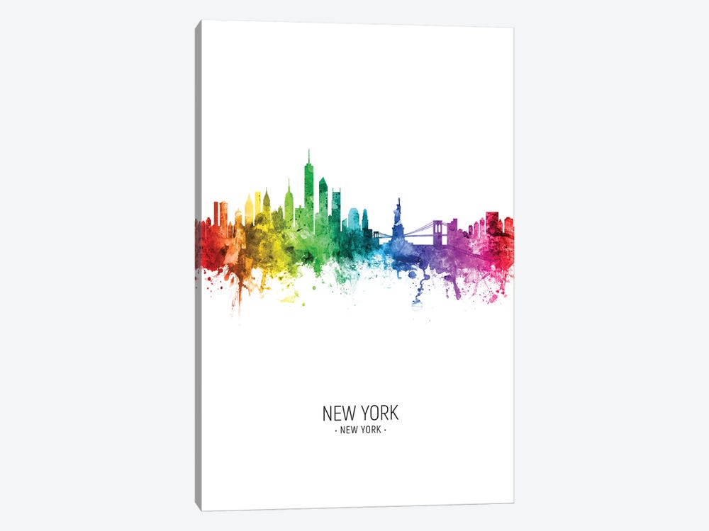New York Skyline Rainbow Tall by Michael Tompsett 1-piece Art Print