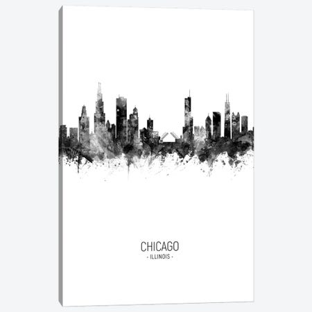 Chicago Illinois Skyline Portrait Black And White Canvas Print #MTO2445} by Michael Tompsett Canvas Art Print
