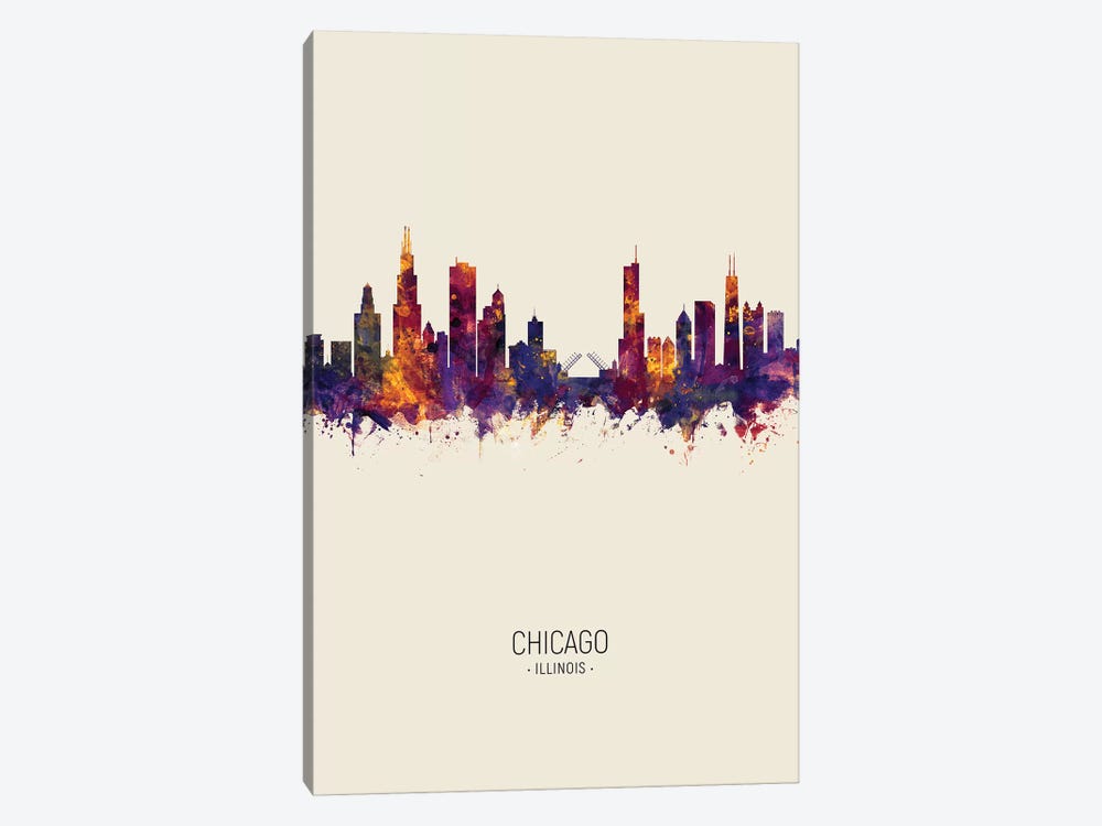 Chicago Illinois Skyline Fall by Michael Tompsett 1-piece Canvas Wall Art