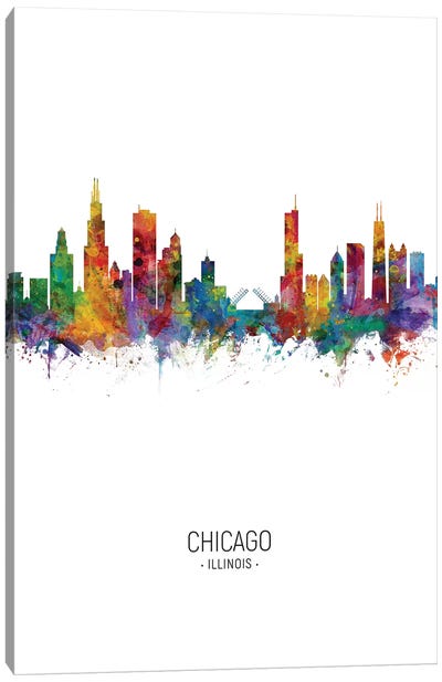 Chicago Illinois Skyline Portrait Canvas Art Print - Chicago Skylines