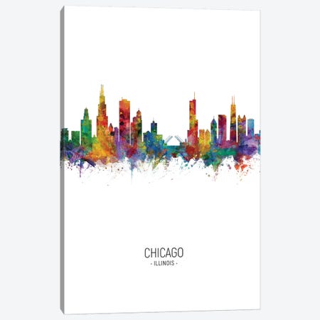 Chicago Illinois Skyline Portrait Canvas Print #MTO2447} by Michael Tompsett Canvas Print