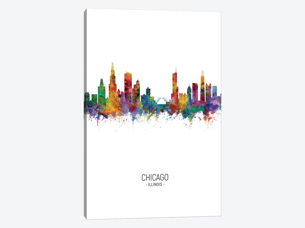 Chicago Illinois Skyline Portrait by Michael Tompsett 1-piece Canvas Print