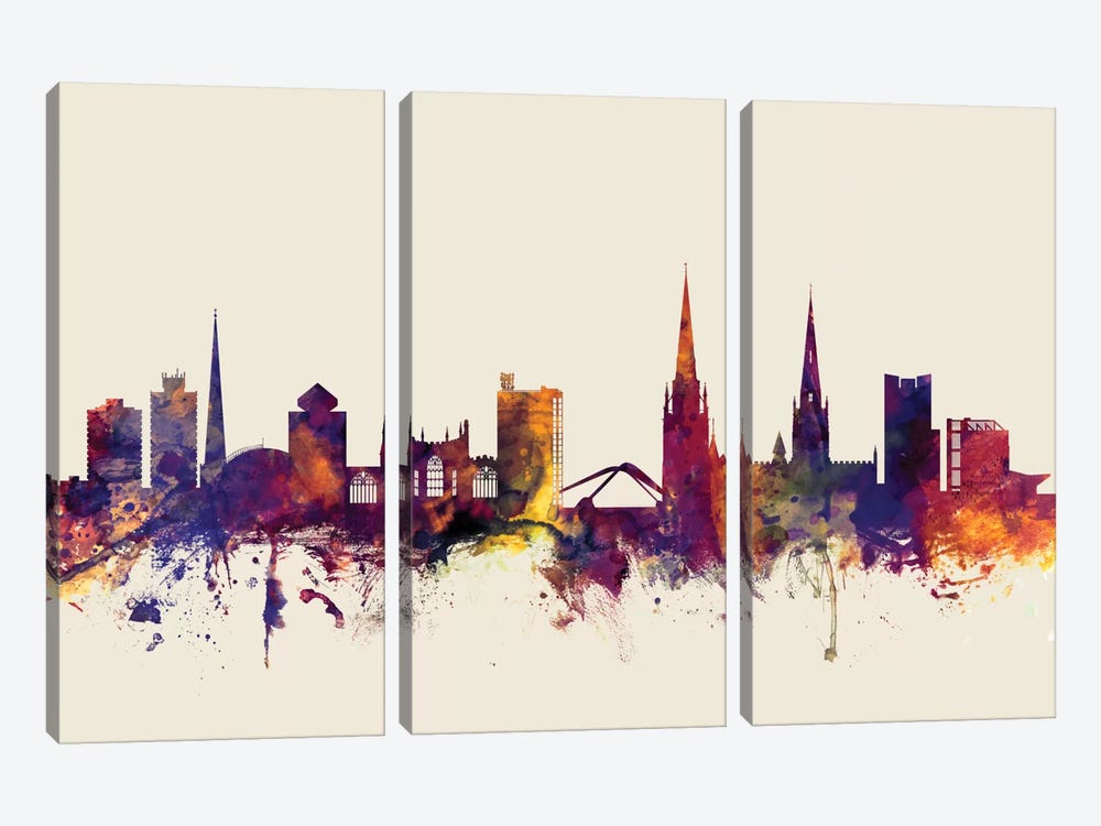 Coventry, England, United Kingdom On Beige by Michael Tompsett 3-piece Canvas Art