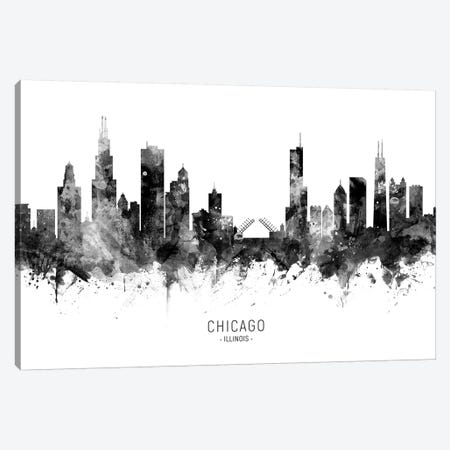 Chicago Illinois Skyline Black And White Canvas Print #MTO2450} by Michael Tompsett Art Print
