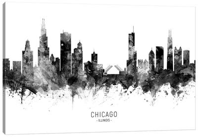 Chicago Illinois Skyline Black And White Canvas Art Print - Large Black & White Art