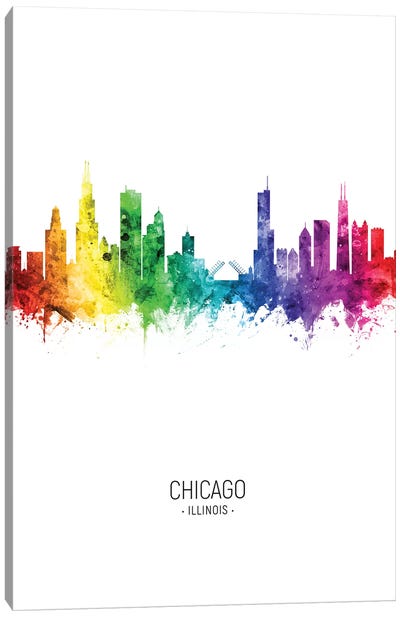 Chicago Illinois Skyline Rainbow Tall Canvas Art Print - Chicago Skylines