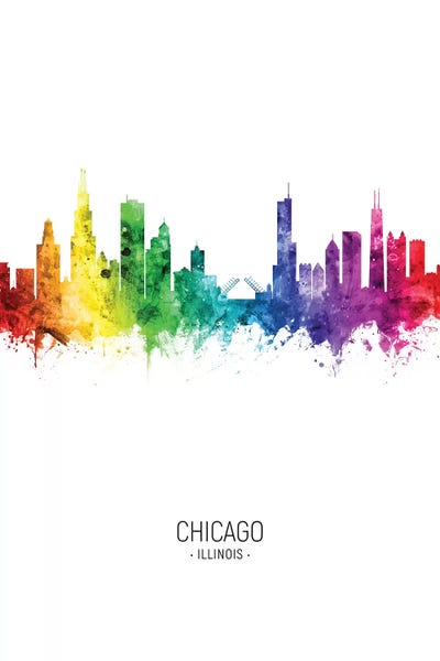 Chicago Skylines: Rainbow Chicago Illinois Skyline by Michael Tompsett