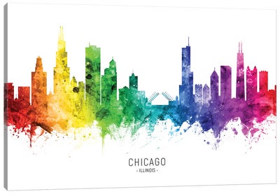 Chicago Illinois Skyline Rainbow Canvas Art Print - Illinois Art