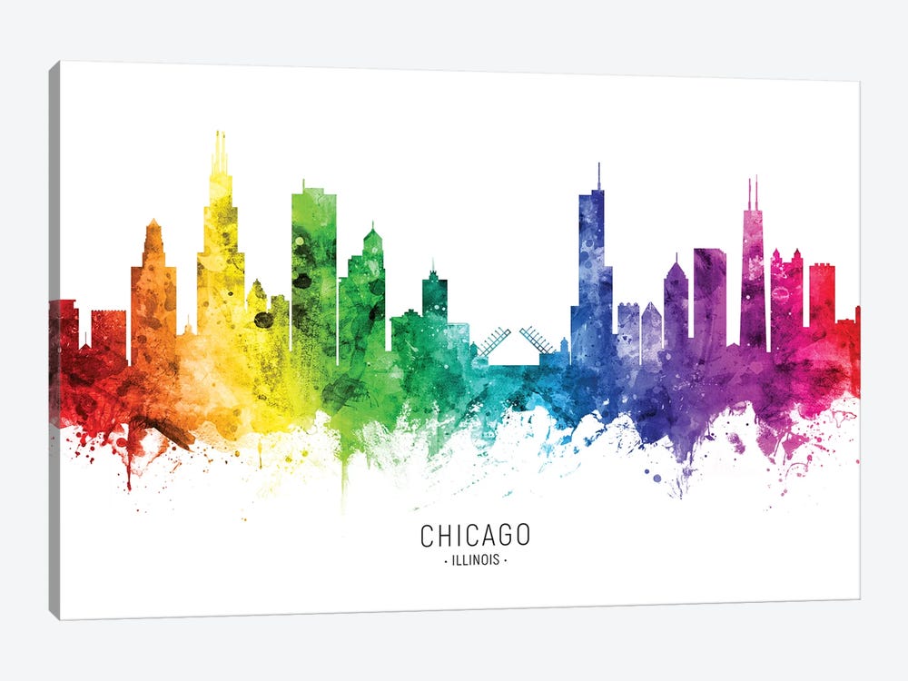 Chicago Illinois Skyline Rainbow by Michael Tompsett 1-piece Canvas Art