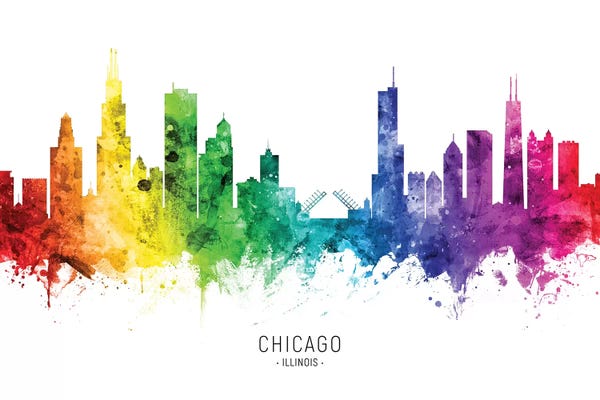 Michael Tompsett: Chicago Illinois Skyline Rainbow by Michael Tompsett