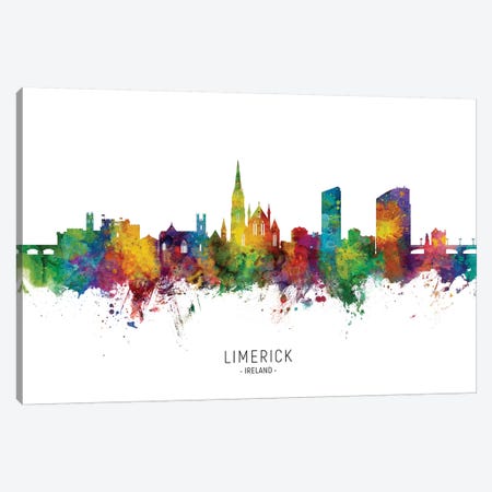 Limerick Ireland Skyline City Name Canvas Print #MTO2460} by Michael Tompsett Canvas Artwork