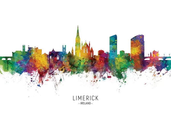 Ireland: Limerick Ireland Skyline City Name by Michael Tompsett