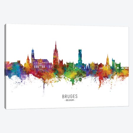 Bruges Belgium Skyline City Name Canvas Print #MTO2461} by Michael Tompsett Canvas Art