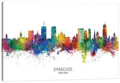Syracuse New York Skyline City Name Canvas Art Print