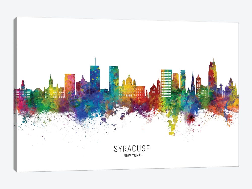 Syracuse New York Skyline City Name by Michael Tompsett 1-piece Canvas Artwork