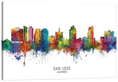 San Jose California Skyline City Name Canvas Art Print - San Jose Art