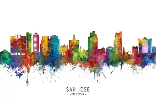 Michael Tompsett: San Jose California Skyline City Name by Michael Tompsett