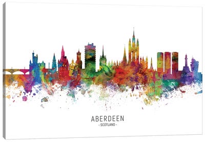 Aberdeen Scotland Skyline City Name Canvas Art Print - Scotland Art