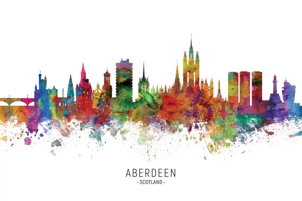 Scotland: Aberdeen Scotland Skyline City Name by Michael Tompsett