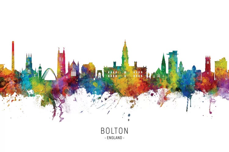 Bolton England Skyline City Name by Michael Tompsett wall art