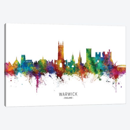 Warwick England Skyline City Name Canvas Print #MTO2466} by Michael Tompsett Canvas Print