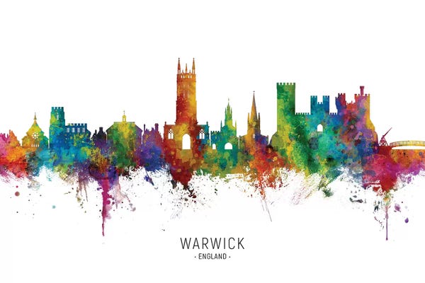 England: Warwick England Skyline City Name by Michael Tompsett