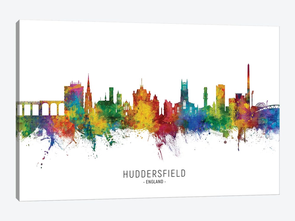 Huddersfield England Skyline City Name by Michael Tompsett 1-piece Canvas Art Print