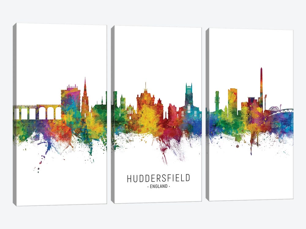 Huddersfield England Skyline City Name by Michael Tompsett 3-piece Art Print