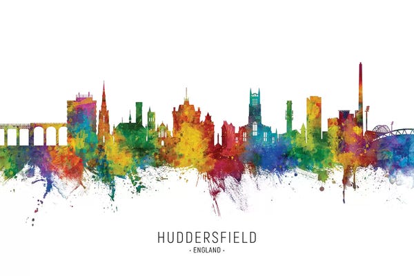 England: Huddersfield England Skyline City Name by Michael Tompsett