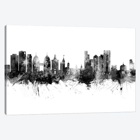 Oakland California Skyline Black And White Canvas Print #MTO2469} by Michael Tompsett Canvas Artwork