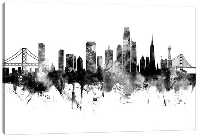 San Francisco California Skyline Black And White Canvas Art Print - San Francisco Art